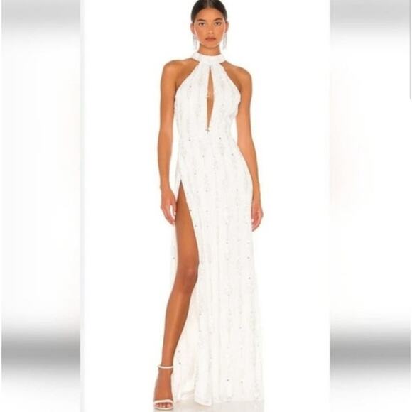 Retrofete Prima Dress in White Sequins Beaded Small NWT Sleeveless Maxi - Picture 1 of 13